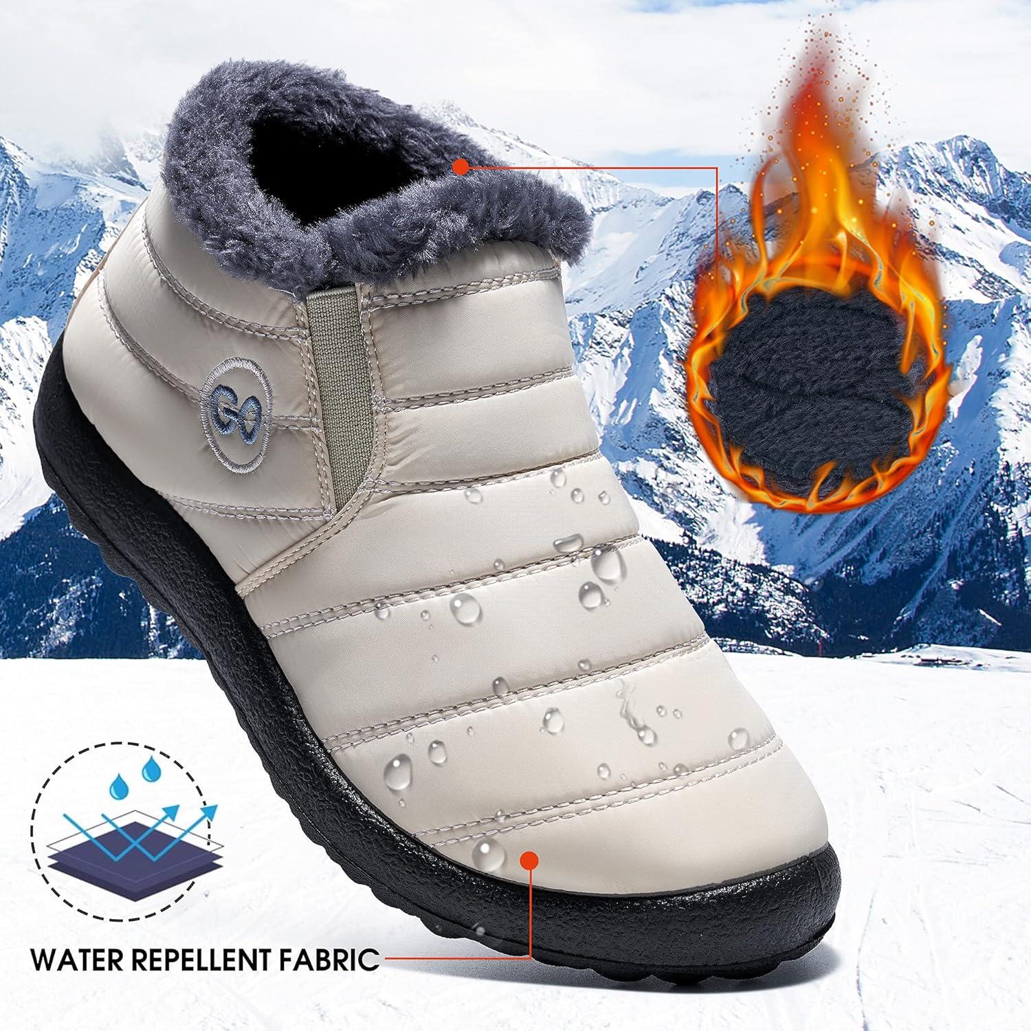 imageDUOYANGJIASHA Womens Snow Boots Winter Shoes Warm Fur Lined Ankle Booties Waterproof Comfortable Boots for WomenBeige