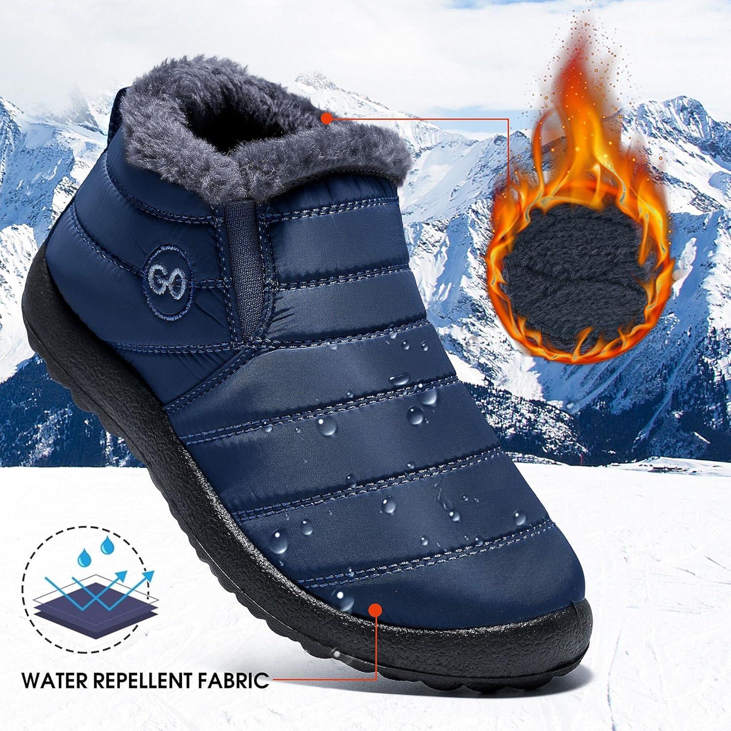 imageDUOYANGJIASHA Womens Snow Boots Winter Shoes Warm Fur Lined Ankle Booties Waterproof Comfortable Boots for WomenBlue