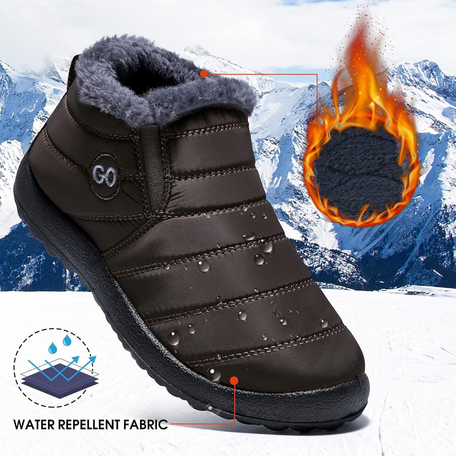 imageDUOYANGJIASHA Womens Snow Boots Winter Shoes Warm Fur Lined Ankle Booties Waterproof Comfortable Boots for WomenBrown