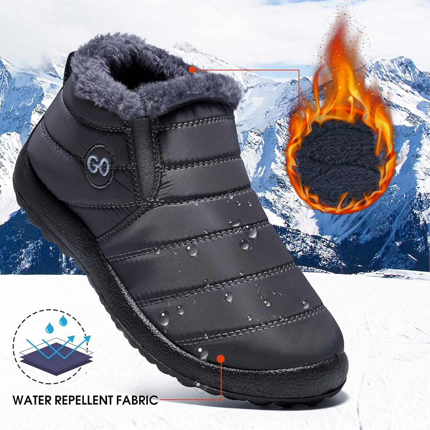 imageDUOYANGJIASHA Womens Snow Boots Winter Shoes Warm Fur Lined Ankle Booties Waterproof Comfortable Boots for WomenGrey