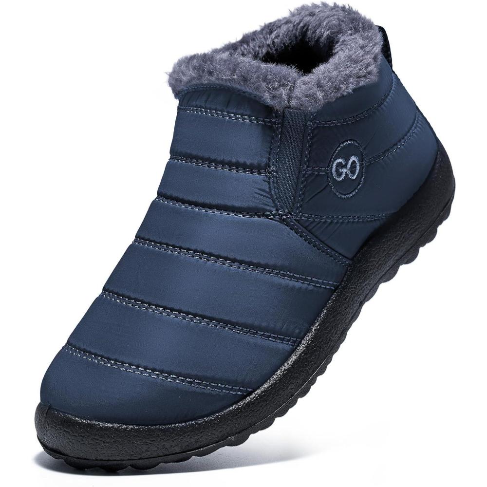 imageDUOYANGJIASHA Womens Snow Boots Winter Shoes Warm Fur Lined Ankle Booties Waterproof Comfortable Boots for WomenBlue