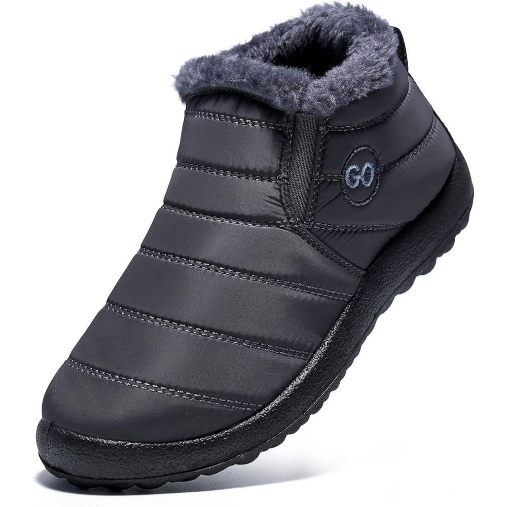 imageDUOYANGJIASHA Womens Snow Boots Winter Shoes Warm Fur Lined Ankle Booties Waterproof Comfortable Boots for WomenGrey