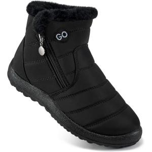 DUOYANGJIASHA Snow Boots for Women Winter Warm Ankle Booties Waterproof Comfortable Slip On Outdoor Fur Lined Lining Zipper Womens Snow Boots(Black)