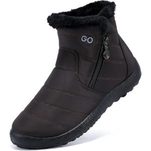 DUOYANGJIASHA Snow Boots for Women Winter Warm Ankle Booties Waterproof Comfortable Slip On Outdoor Fur Lined Lining Zipper Womens Snow Boots(Coffee)