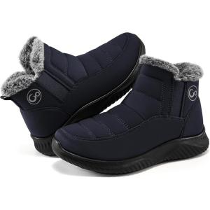 Ecetana Womens Snow Boots Winter Shoes: Ankle Booties Warm Fur Lined Waterproof Non-Slip Boots for Women(Blue)