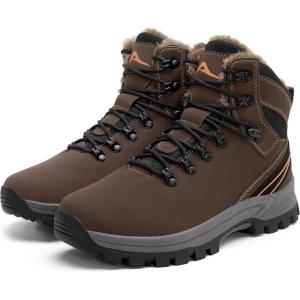 Ecetana Womens Snow Boots for Winter Waterproof Hiking Boots Warm Fur Lined Ankle Booties Non-Slip Outdoor Walking Shoes(Brown)