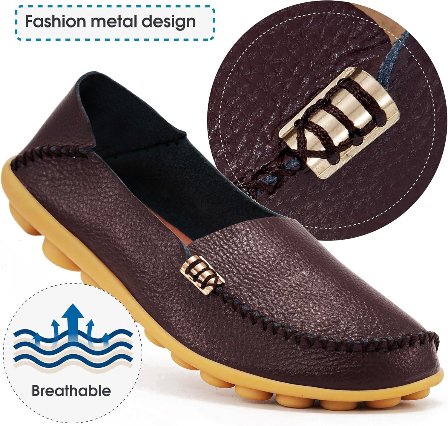 imageDUOYANGJIASHA Womens Comfortable Loafers Casual Round Toe Moccasins Wild Driving Flats Soft Walking Shoes Women Slip On50 Coffee