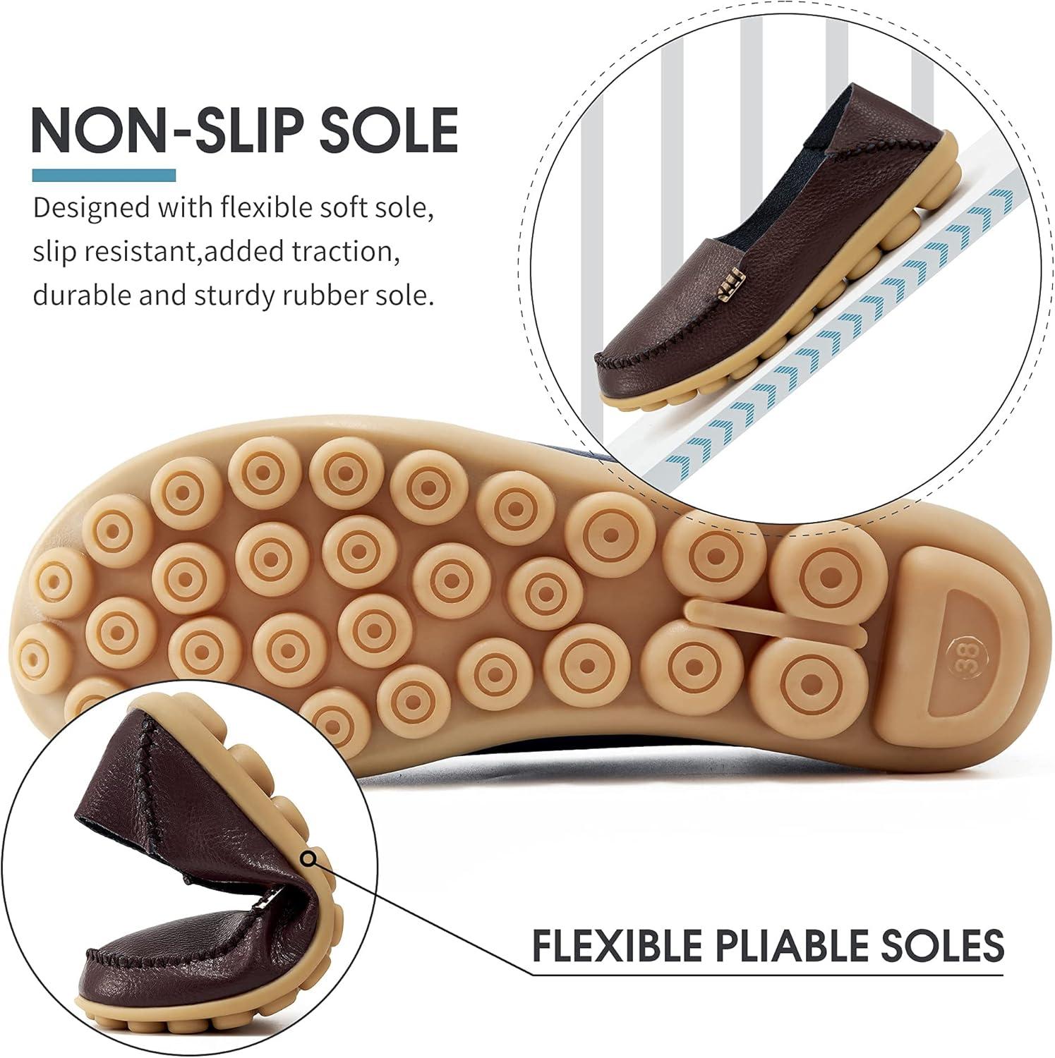 imageDUOYANGJIASHA Womens Comfortable Loafers Casual Round Toe Moccasins Wild Driving Flats Soft Walking Shoes Women Slip On50 Coffee