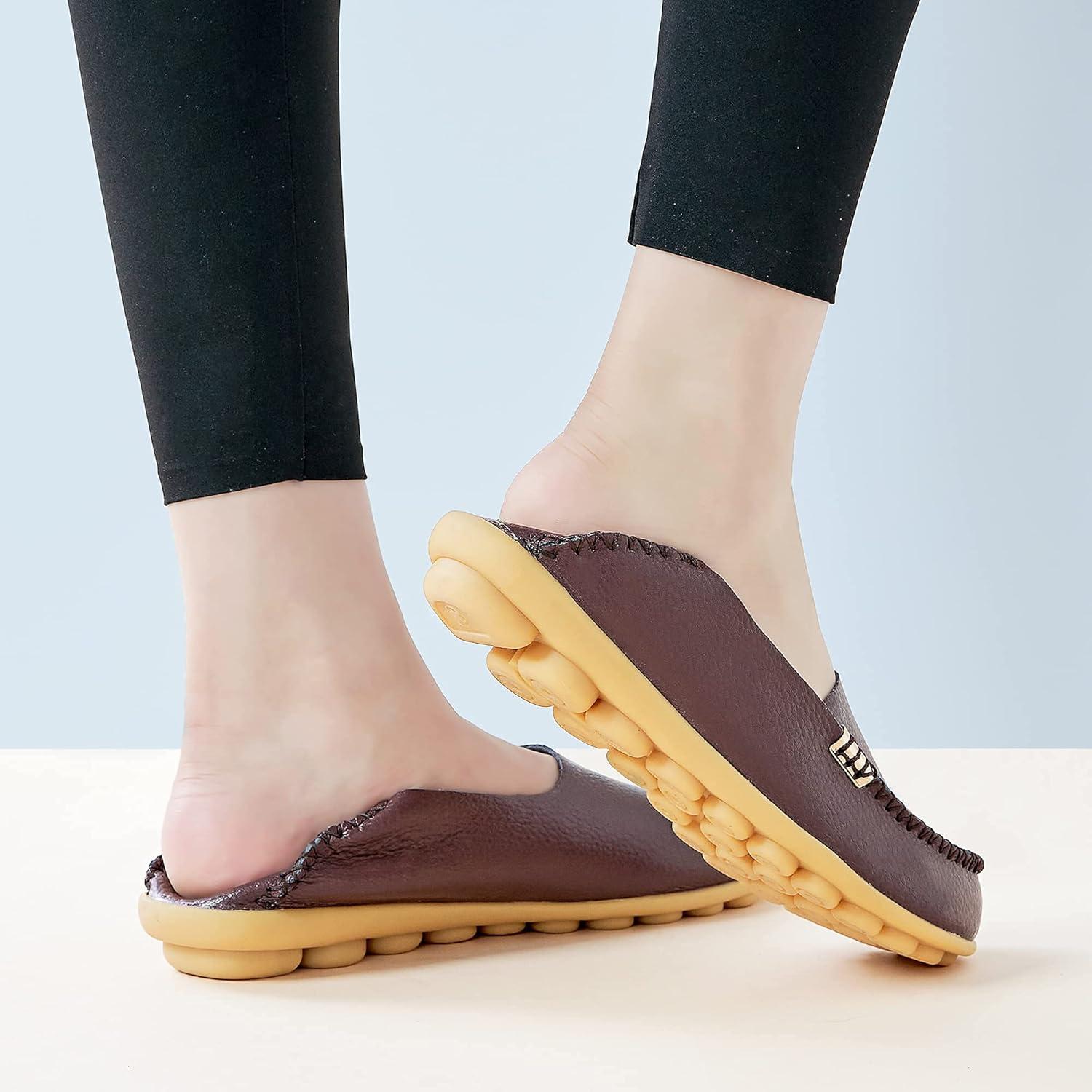 imageDUOYANGJIASHA Womens Comfortable Loafers Casual Round Toe Moccasins Wild Driving Flats Soft Walking Shoes Women Slip On50 Coffee