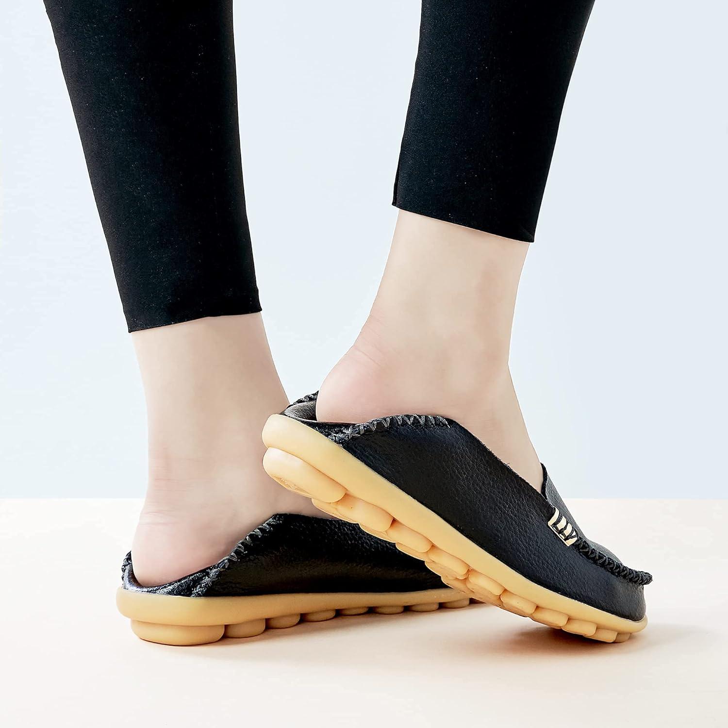 imageDUOYANGJIASHA Womens Comfortable Loafers Casual Round Toe Moccasins Wild Driving Flats Soft Walking Shoes Women Slip OnBlack