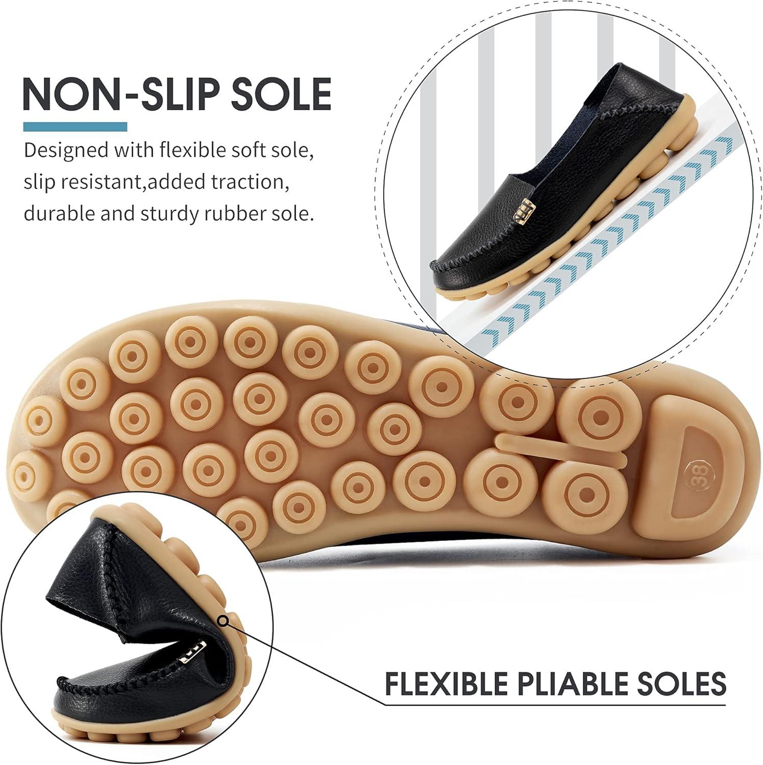 imageDUOYANGJIASHA Womens Comfortable Loafers Casual Round Toe Moccasins Wild Driving Flats Soft Walking Shoes Women Slip OnBlack