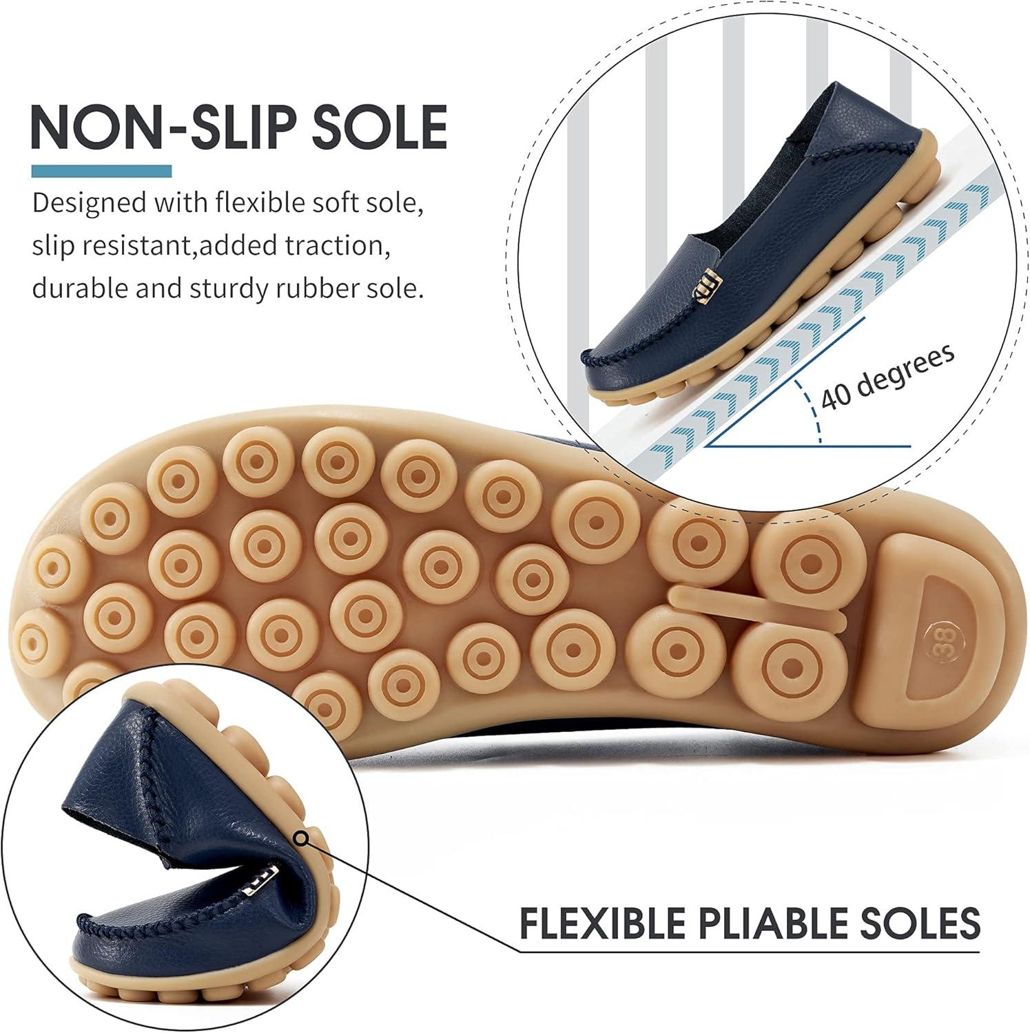 imageDUOYANGJIASHA Womens Comfortable Loafers Casual Round Toe Moccasins Wild Driving Flats Soft Walking Shoes Women Slip OnDarkblue
