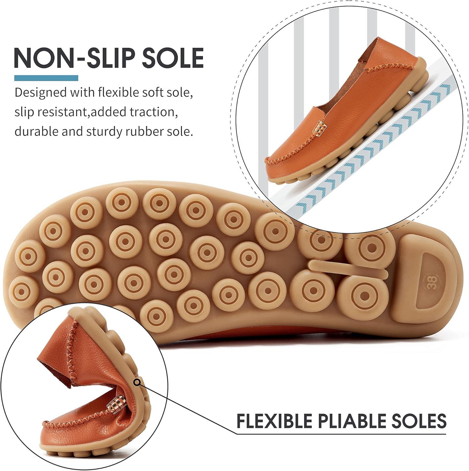 imageDUOYANGJIASHA Womens Comfortable Loafers Casual Round Toe Moccasins Wild Driving Flats Soft Walking Shoes Women Slip OnOrange