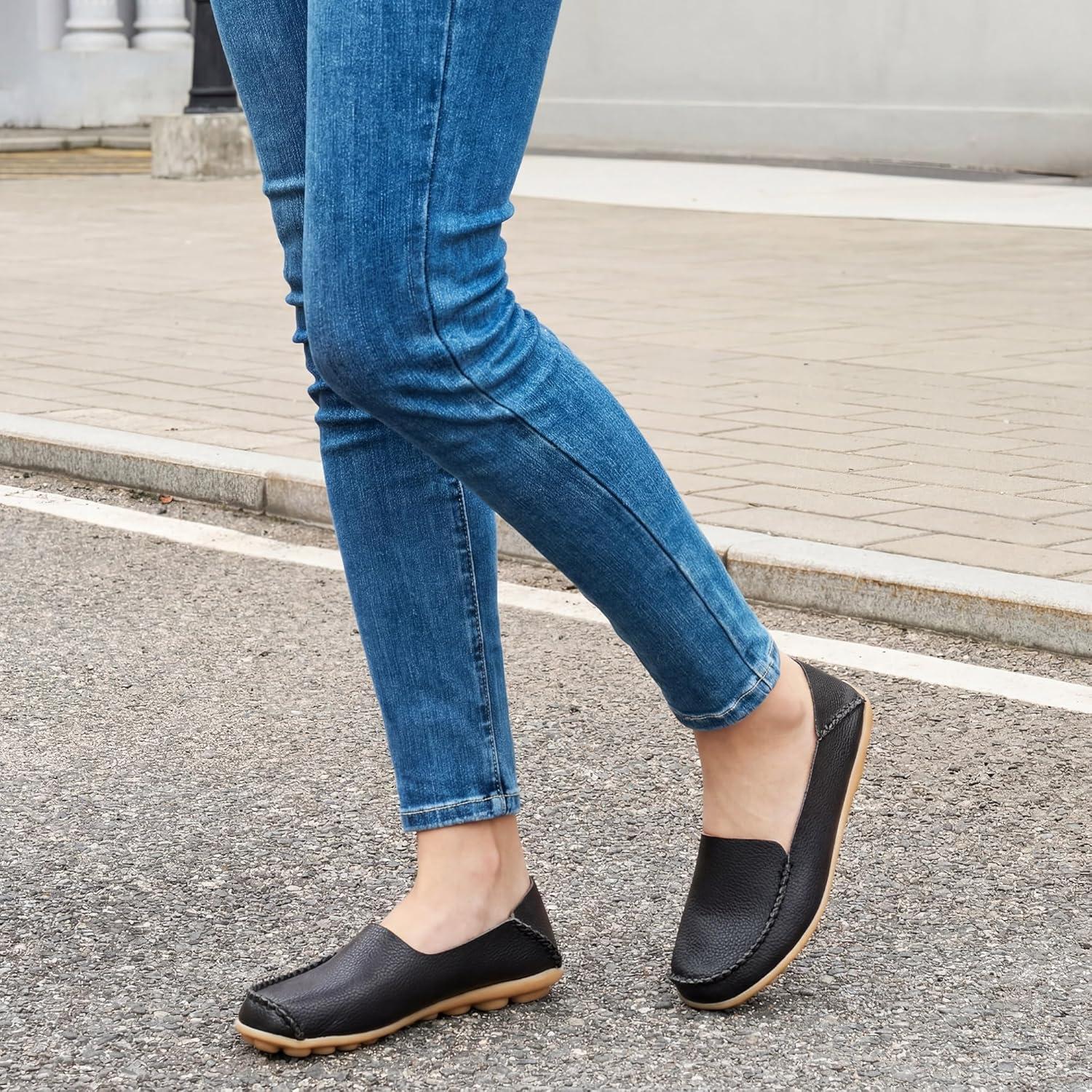 imageEcetana Loafers for Women Penny Shoes Comfortable Slip On Casual Womens Loafers Fashion Moccasins Lightweight Round Toe Driving Flats Boat ShoesBlack