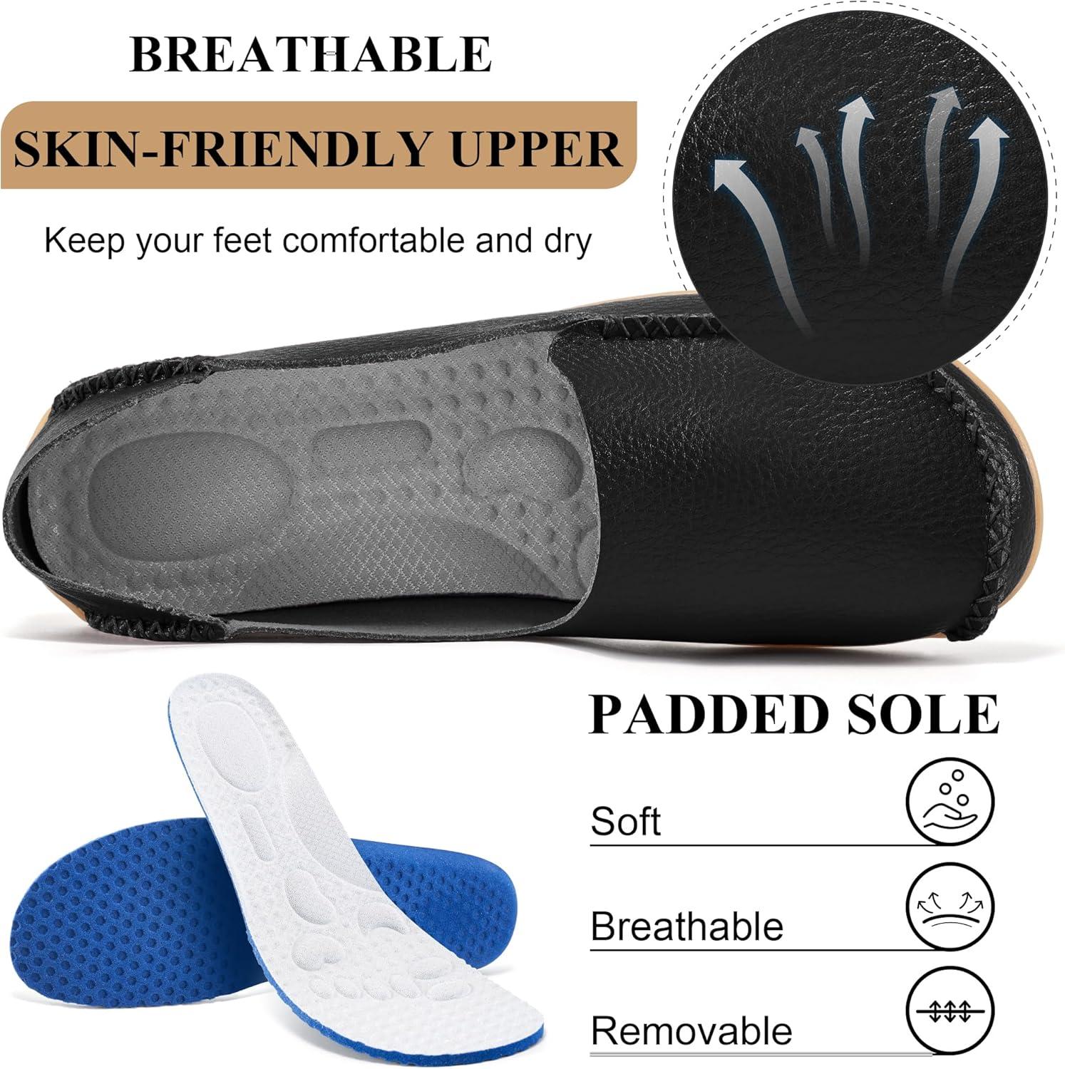 imageEcetana Loafers for Women Penny Shoes Comfortable Slip On Casual Womens Loafers Fashion Moccasins Lightweight Round Toe Driving Flats Boat ShoesBlack