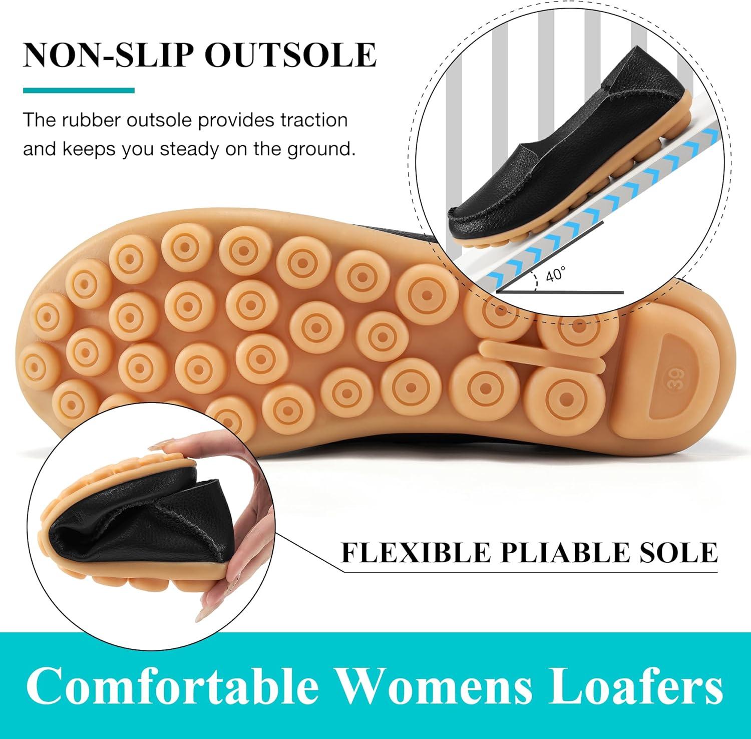 imageEcetana Loafers for Women Penny Shoes Comfortable Slip On Casual Womens Loafers Fashion Moccasins Lightweight Round Toe Driving Flats Boat ShoesBlack