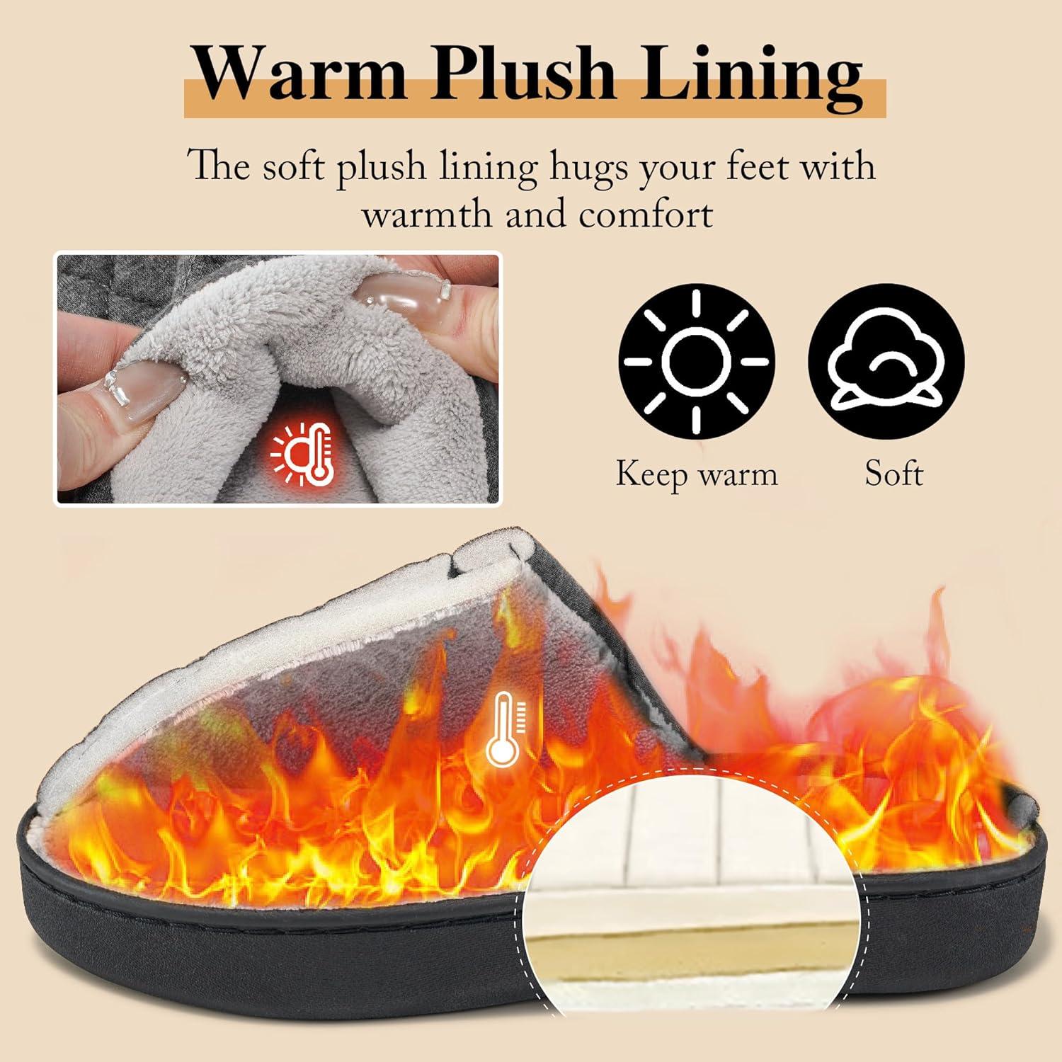imageEcetana Womens ampamp Mens Memory Foam Bedroom Slippers Comfortable Fuzzy IndoorOutdoor House ShoesDarkgrey