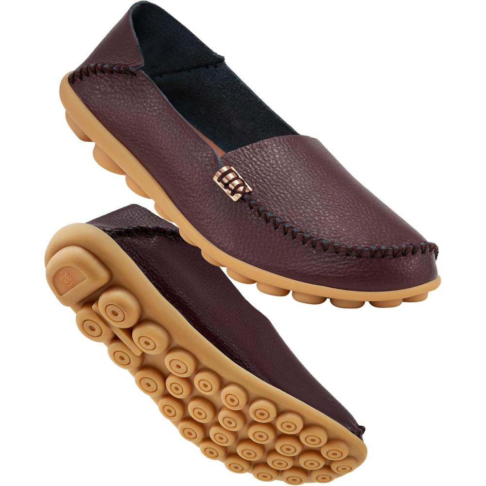 imageDUOYANGJIASHA Womens Comfortable Loafers Casual Round Toe Moccasins Wild Driving Flats Soft Walking Shoes Women Slip On50 Coffee