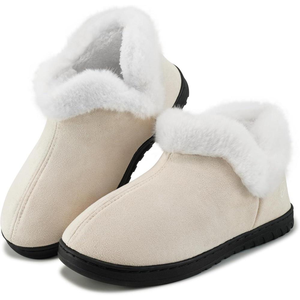imageEcetana Womens Slippers House Shoes Memory Foam Comfy Closed Back Fuzzy Slippers Indoor and Outdoor Cozy Slip On Soft Bedroom ShoesApricot