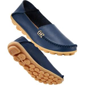 DUOYANGJIASHA Women’s Comfortable Loafers Casual Round Toe Moccasins Wild Driving Flats Soft Walking Shoes Women Slip On(50 Darkblue)
