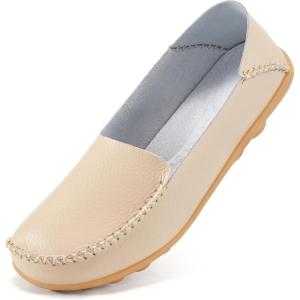 Ecetana Loafers for Women Penny Shoes Comfortable Slip On Casual Womens Loafers Fashion Moccasins Lightweight Round Toe Driving Flats Boat Shoes(Beige)
