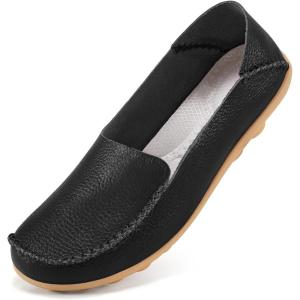 Ecetana Loafers for Women Penny Shoes Comfortable Slip On Casual Womens Loafers Fashion Moccasins Lightweight Round Toe Driving Flats Boat Shoes(Black)