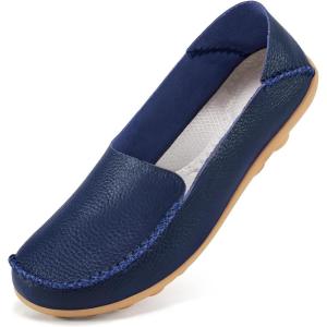 Ecetana Loafers for Women Penny Shoes Comfortable Slip On Casual Womens Loafers Fashion Moccasins Lightweight Round Toe Driving Flats Boat Shoes(Darkblue)