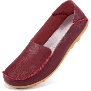 Ecetana Loafers for Women Penny Shoes Comfortable Slip On Casual Womens Loafers Fashion Moccasins Lightweight Round Toe Driving Flats Boat Shoes(Winered)