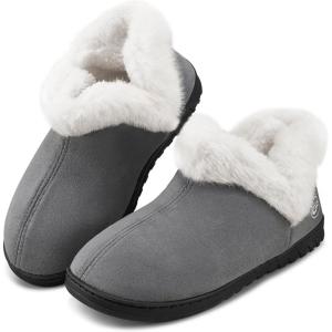 Ecetana Womens Slippers House Shoes: Memory Foam Comfy Closed Back Fuzzy Slippers Indoor and Outdoor Cozy Slip On Soft Bedroom Shoes(Grey)