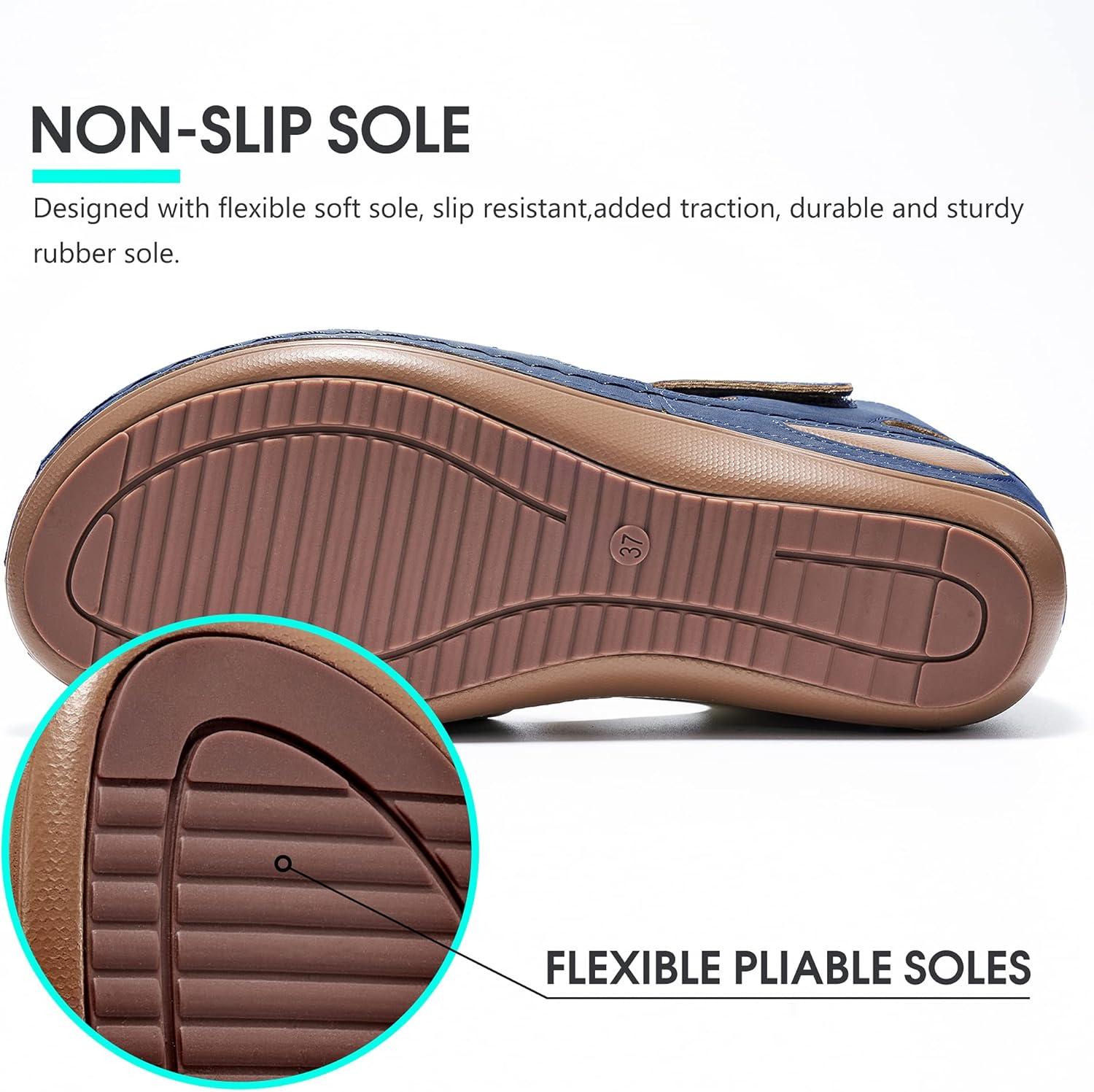 imageDUOYANGJIASHA Womens Sandals Dressy Summer Beach Bohemia Ankle Strap Causal Comfortable Closed Toe Wedge Shoes for OutdoorBlue