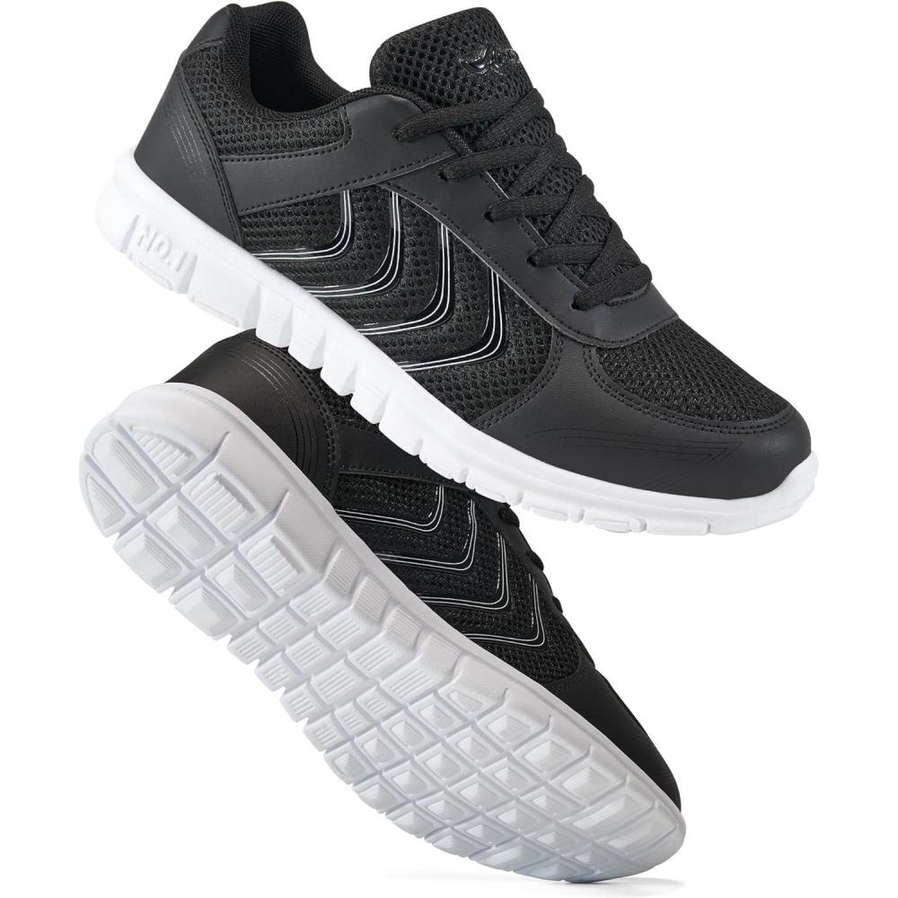 imageDUOYANGJIASHA Womens Sneakers Walking Shoes Comfortable Non Slip Tennis Shoes Breathable Lightweight Footwear for Casual WorkBlack