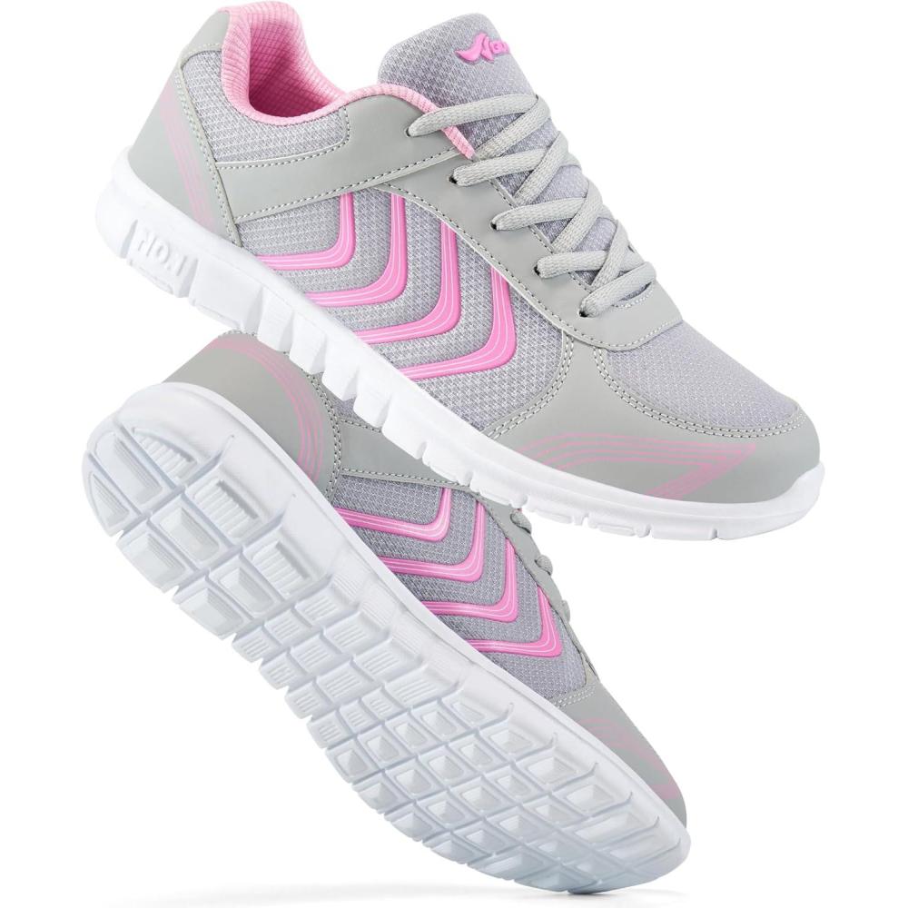 imageDUOYANGJIASHA Womens Sneakers Walking Shoes Comfortable Non Slip Tennis Shoes Breathable Lightweight Footwear for Casual WorkPink