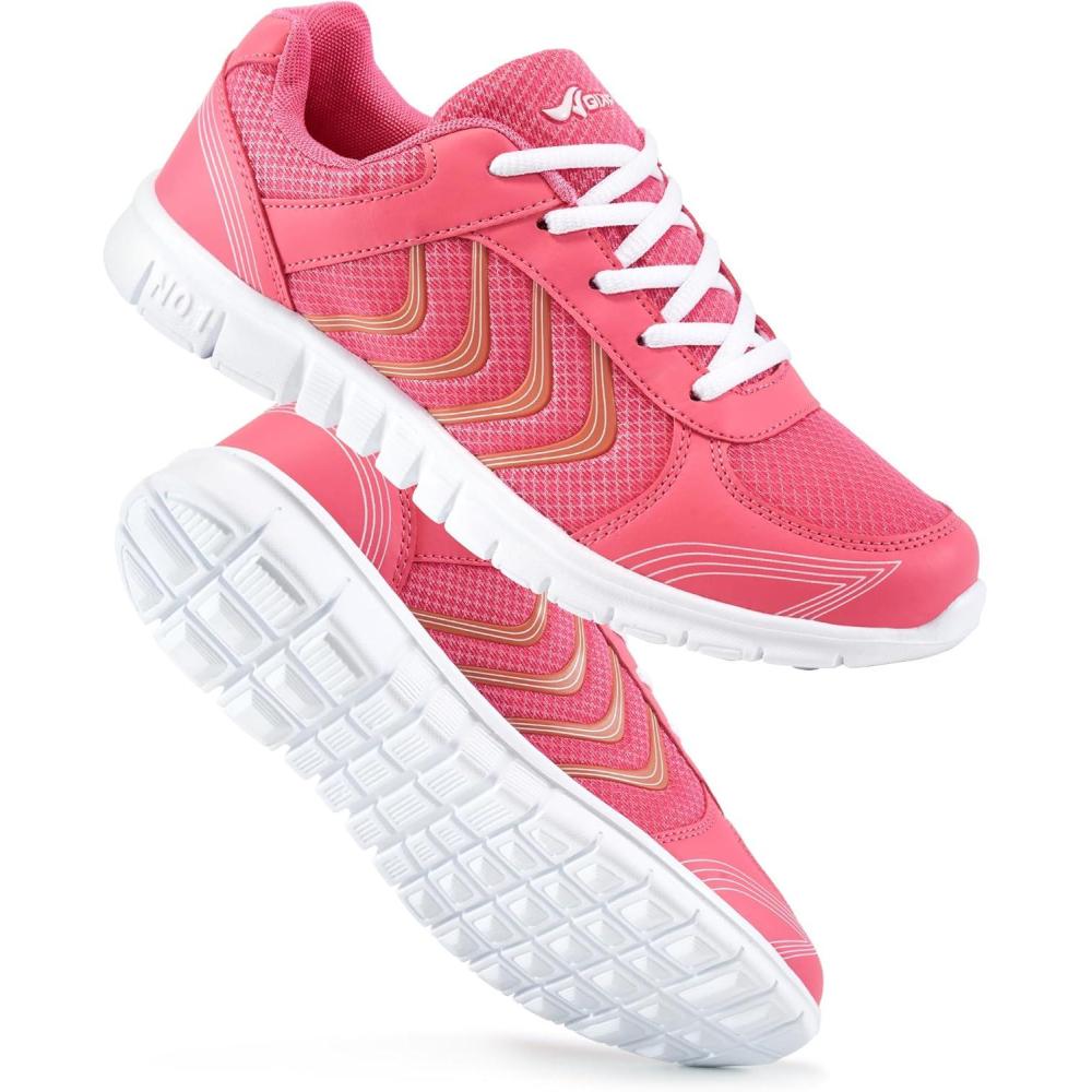 imageDUOYANGJIASHA Womens Sneakers Walking Shoes Comfortable Non Slip Tennis Shoes Breathable Lightweight Footwear for Casual WorkRose Red