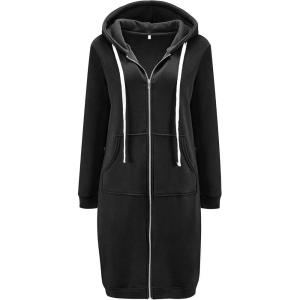 DUOYANGJIASHA Womens Hoodies 2025 Zip Up Sweatshirts Oversized Fashion Long Hooded Fall Winter Fleece Jackets with Pockets(Black)