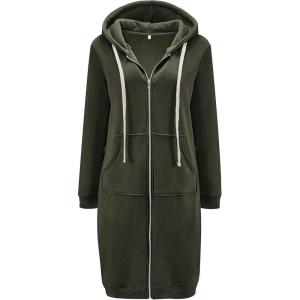 DUOYANGJIASHA Womens Hoodies 2025 Zip Up Sweatshirts Oversized Fashion Long Hooded Fall Winter Fleece Jackets with Pockets(Green)
