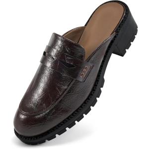 Ecetana Women Mules Comfortable Clogs Platform Chunky Slip on Backless Loafers Casual Walking Business Slide Shoes(Coffee)