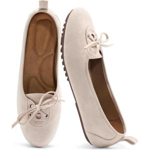 Ecetana Womens Flats Ballet Shoes: Round Toe Dressy Comfortable Slip On Foldable Lace Up Loafers 2025 Beige