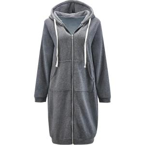 DUOYANGJIASHA Womens Hoodies Zip Up Sweatshirts Oversized Fashion Long Hooded Fall Winter Fleece Jackets with Pockets(Dark Grey)