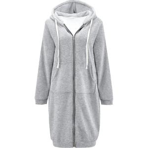 DUOYANGJIASHA Womens Hoodies Zip Up Sweatshirts Oversized Fashion Long Hooded Fall Winter Fleece Jackets with Pockets(Grey)