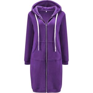 DUOYANGJIASHA Womens Hoodies Zip Up Sweatshirts Oversized Fashion Long Hooded Fall Winter Fleece Jackets with Pockets(Purple)