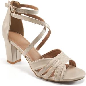 Ecetana Womens Heels Sandals Dressy: Chunky Strappy Block High Heels for Wedding Party Summer Comfortable Walking Shoes(Nude)