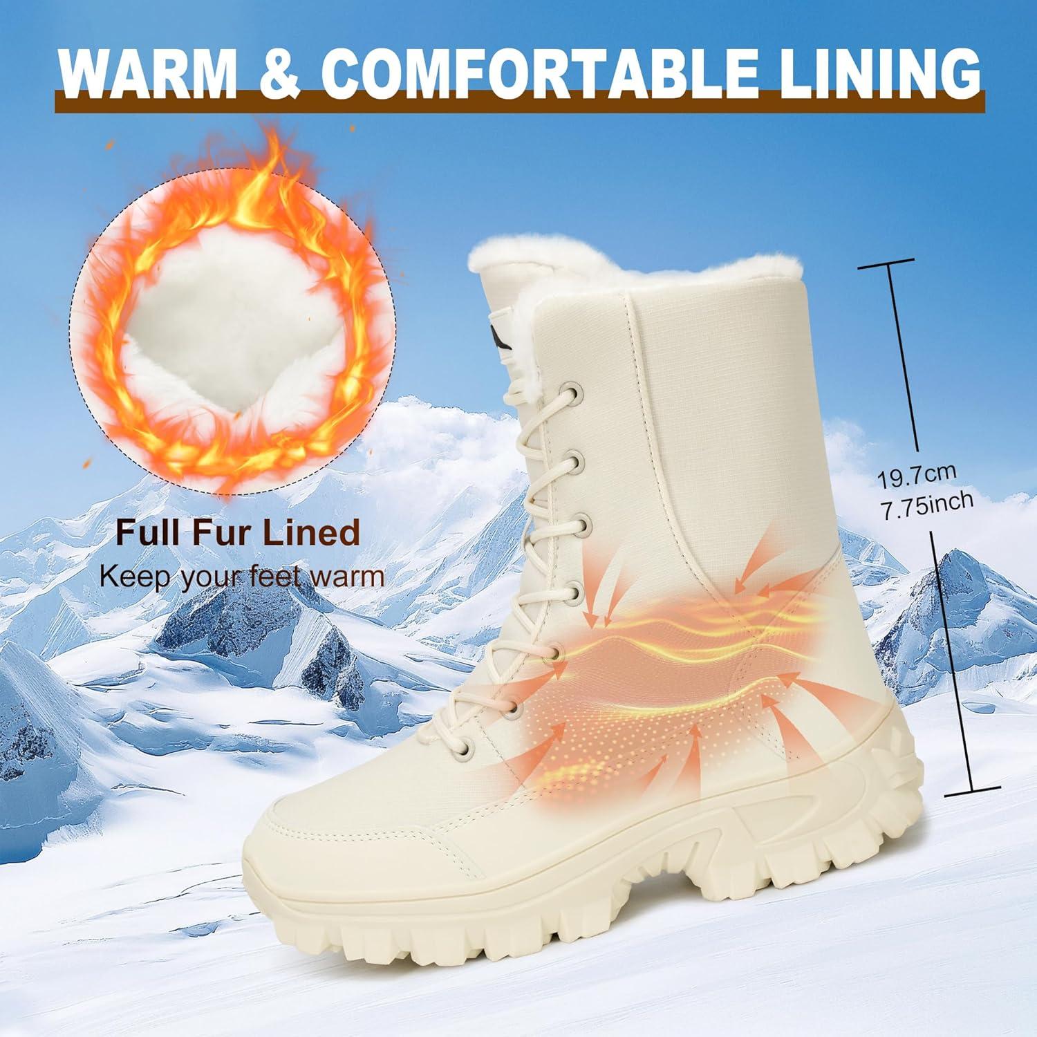 image:imageEcetana Womens Winter Snow Boots Waterproof Warm Fur Lined Comfortable Boots Non Slip MidCalf Outdoor Shoes for Walking