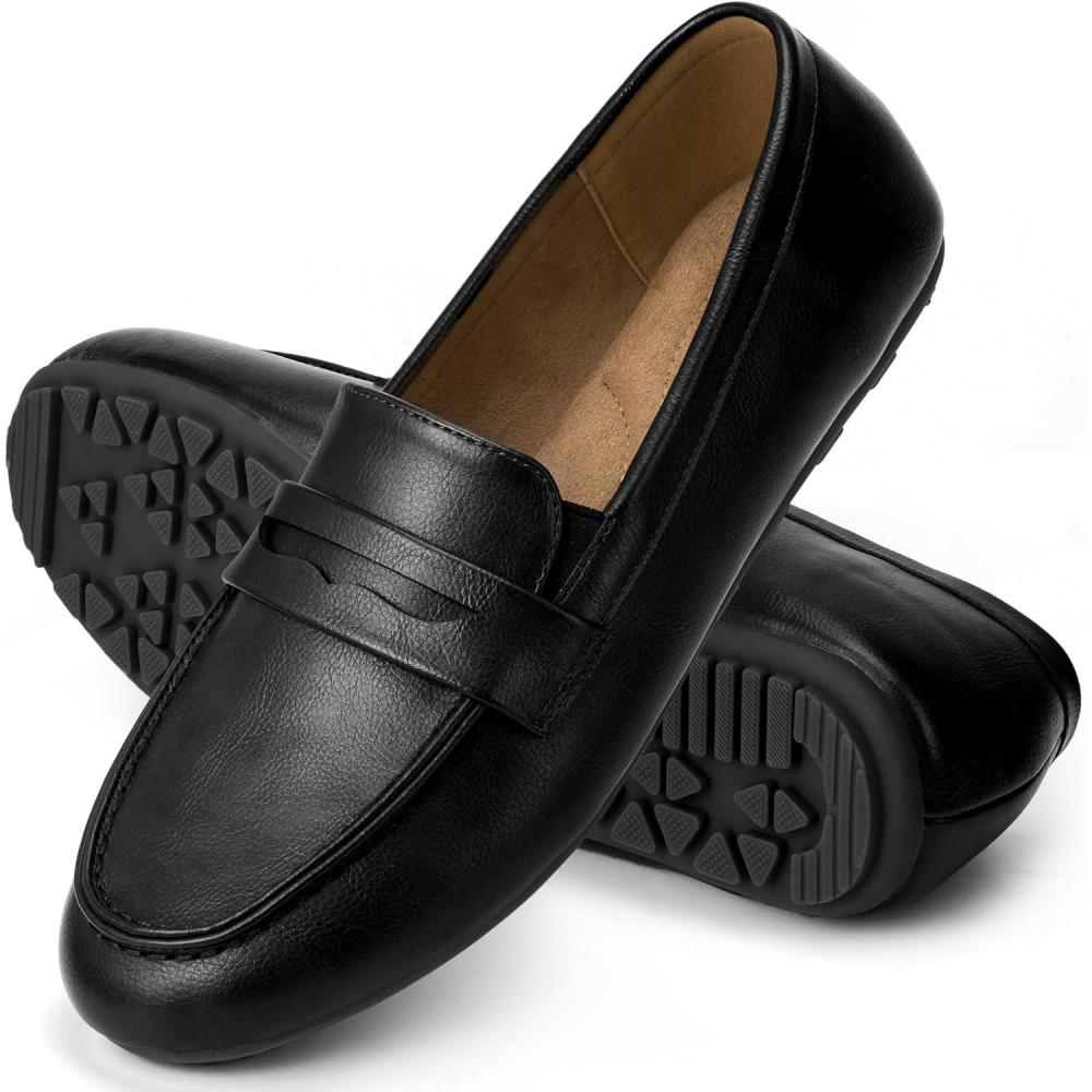 image:imageEcetana Womens Loafers Slipon Shoes Comfortable Penny Moccasins Dressy Casual Walking Flats for Work BusinessBlack