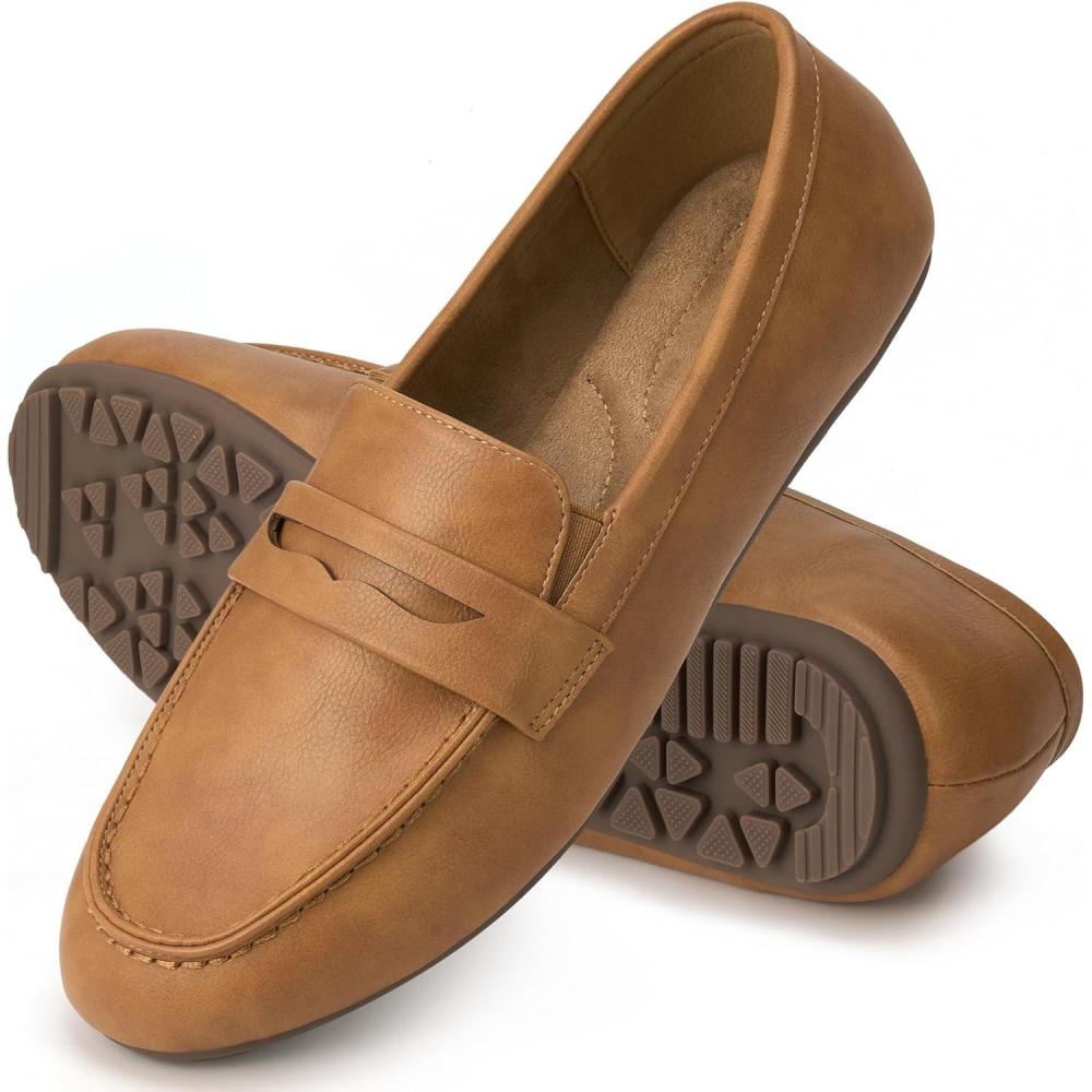 image:imageEcetana Womens Loafers Slipon Shoes Comfortable Penny Moccasins Dressy Casual Walking Flats for Work BusinessBrown