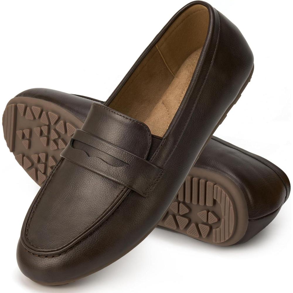 image:imageEcetana Womens Loafers Slipon Shoes Comfortable Penny Moccasins Dressy Casual Walking Flats for Work BusinessCoffee