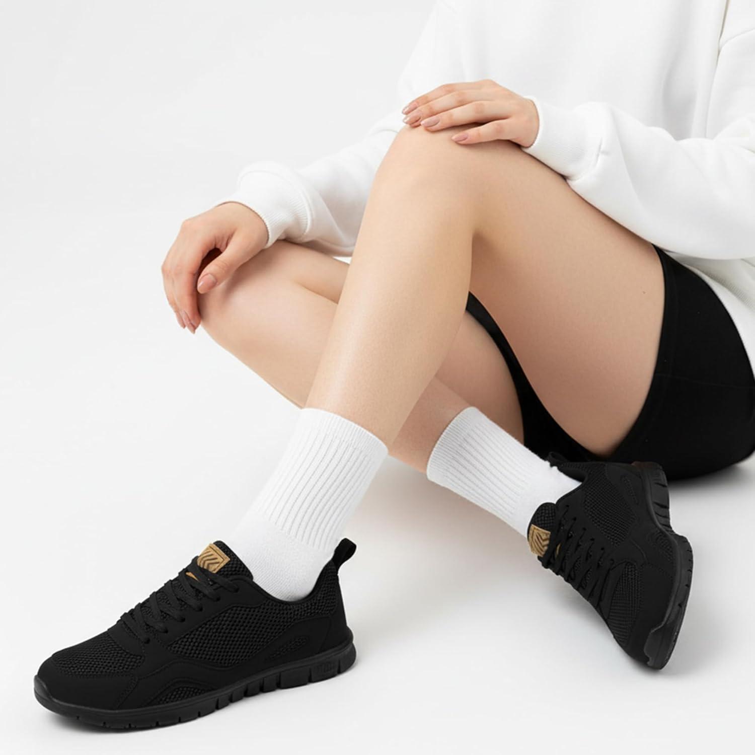 image:imageEcetana Sneakers for Womens Walking Tennis Shoes Comfortable Lightweight Breathable Casual NonSlip for Daily WorkAllblack