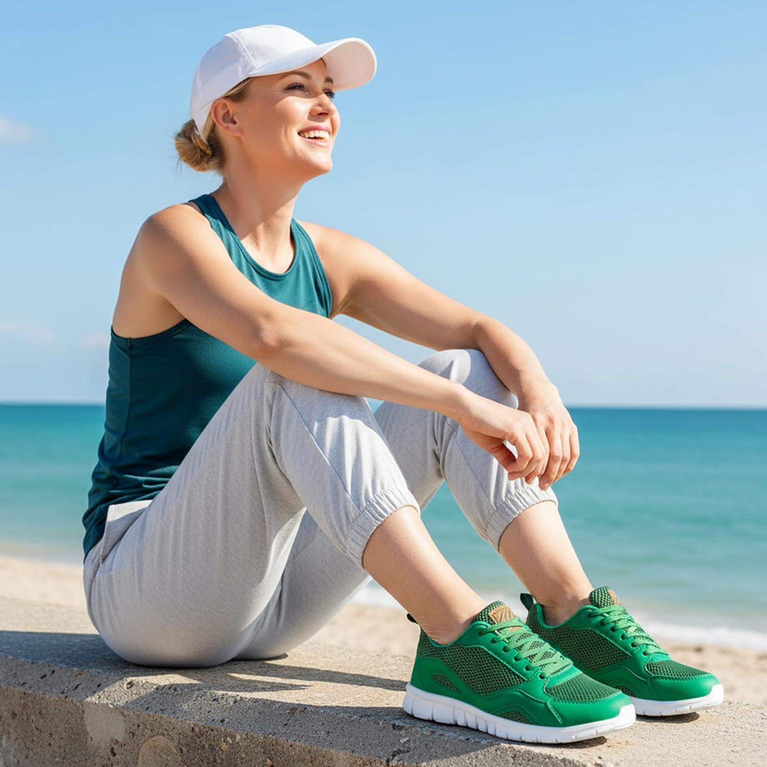 image:imageEcetana Sneakers for Womens Walking Tennis Shoes Comfortable Lightweight Breathable Casual NonSlip for Daily WorkGreen