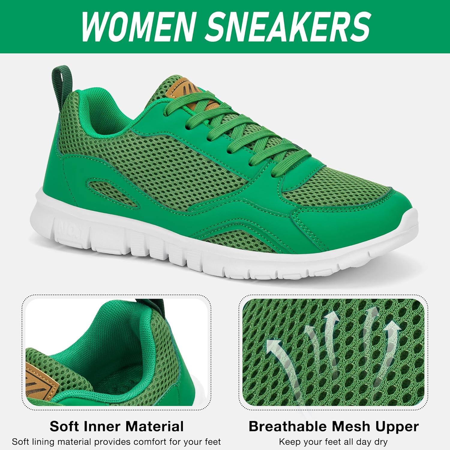 image:imageEcetana Sneakers for Womens Walking Tennis Shoes Comfortable Lightweight Breathable Casual NonSlip for Daily WorkGreen