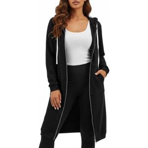 DUOYANGJIASHA Womens Hoodies Zip Up Sweatshirts Oversized 2026 Fashion Long Hooded Fall Winter Fleece Jackets with Pockets(Black)