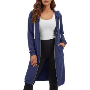 DUOYANGJIASHA Womens Hoodies Zip Up Sweatshirts Oversized 2026 Fashion Long Hooded Fall Winter Fleece Jackets with Pockets(Blue)